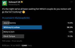 social media post ideas: Subway poll