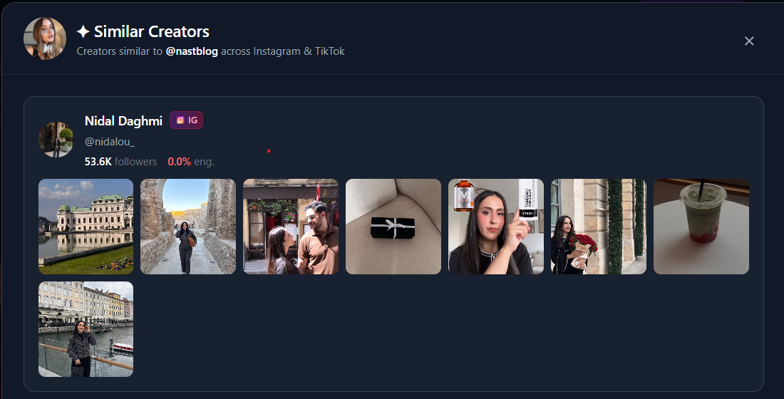 Similar Creators feature in Aria